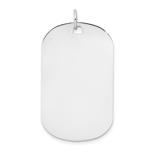 14k White Gold Plain .027 Gauge Dog Tag Disc Engravable Charm Pendant Jewelry Gifts (Length 1.44" Width 0.78")