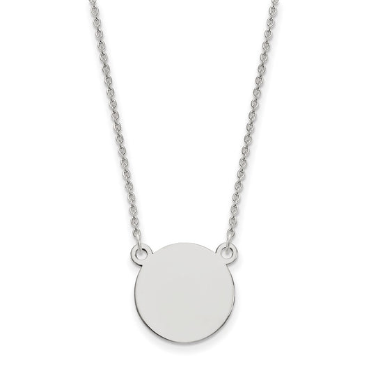 14k White Gold .027 Gauge Circular Disc 18 NecklaceEngravable Charm Pendant Jewelry Gifts (Length 18" Width 0.59")