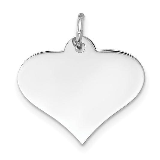 14k White Gold Plain .011 Gauge Heart Disc Engravable Charm Pendant Jewelry Gifts (Length 0.74" Width 0.7")