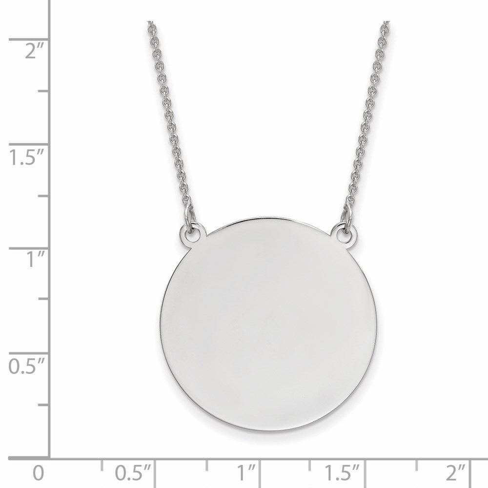 14k White Gold .018 Gauge Circular Disc 18 Necklace Engravable Charm Pendant Jewelry Gifts (Length 0.82" Width 0.74")