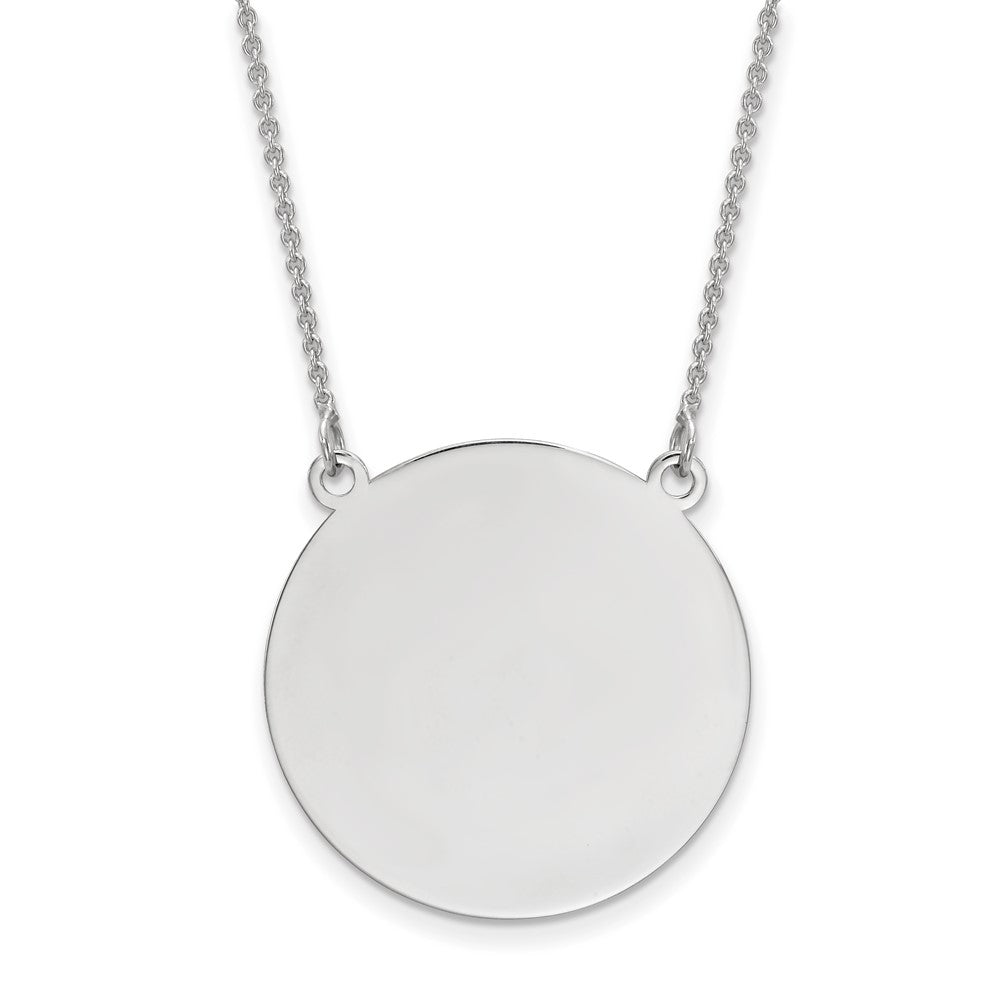 14k White Gold .018 Gauge Circular Disc 18 Necklace Engravable Charm Pendant Jewelry Gifts (Length 0.82" Width 0.74")