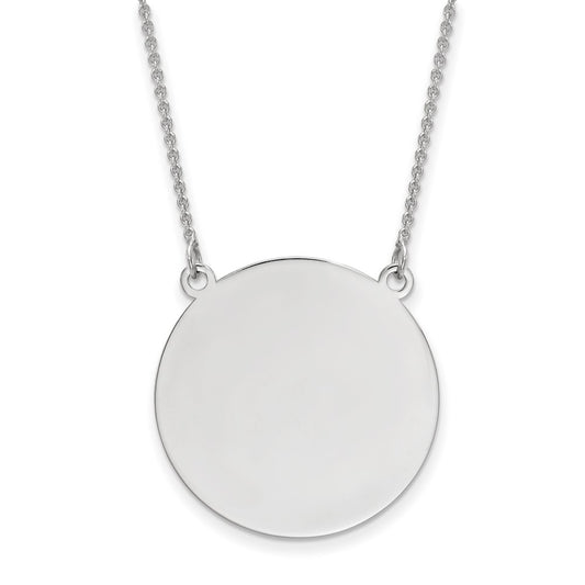 14k White Gold .027 Gauge Circular Disc 18 NecklaceEngravable Charm Pendant Jewelry Gifts (Length 18" Width 1.01")