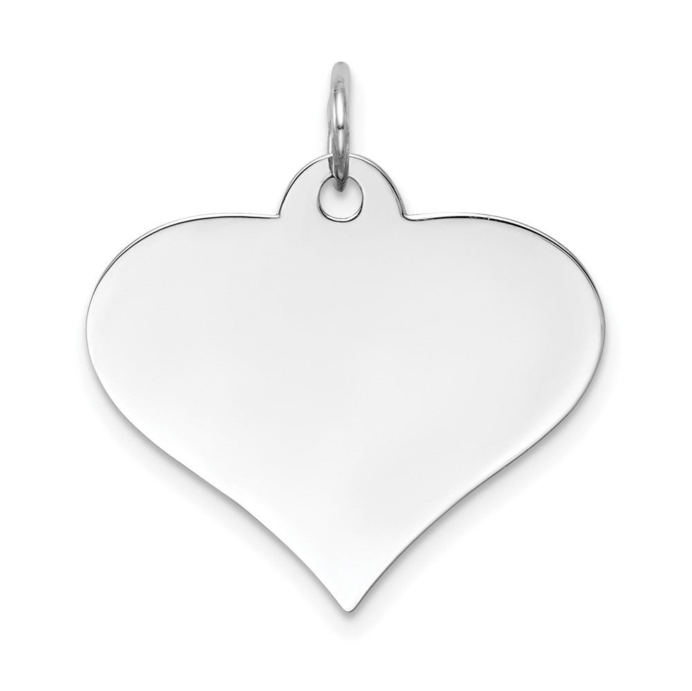 14k White Gold Plain .035 Gauge Heart Disc Engravable Charm Pendant Jewelry Gifts (Length 0.86" Width 0.86")