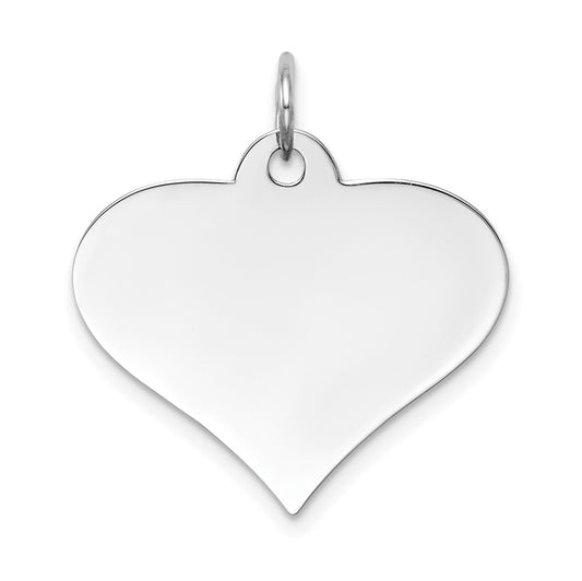 14k White Gold Plain .018 Gauge Heart Disc Engravable Charm Pendant Jewelry Gifts (Length 0.86" Width 0.86")