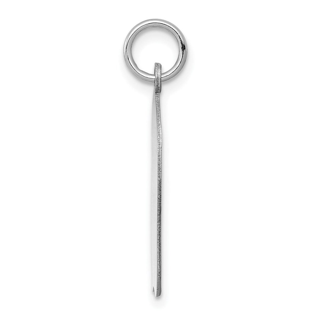 14k White Gold Plain Medium.035 Depth Facing Left GirlEngravable Charm Pendant Jewelry Gifts (Length 1.05" Width 0.66")