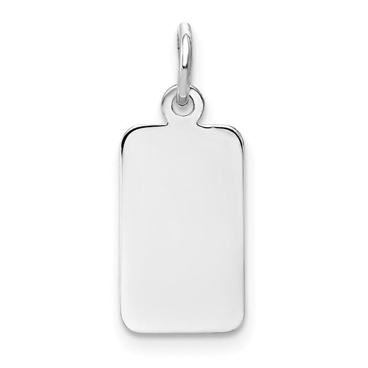 14k White Gold Plain .013 Gauge RectangularEngravable Charm Pendant Jewelry Gifts (Length 0.82" Width 0.31")