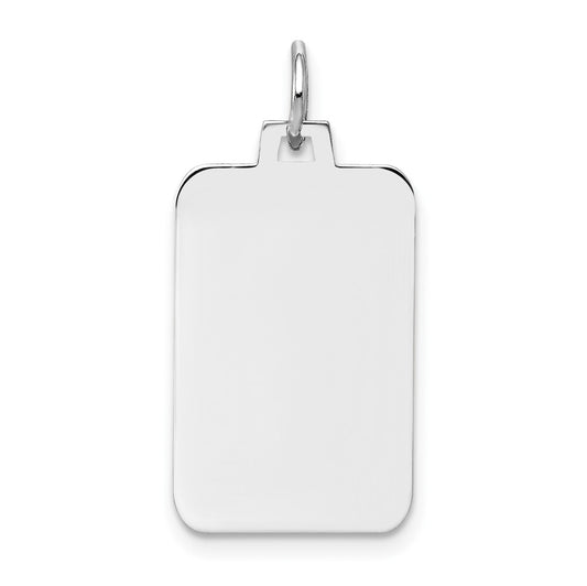 14k White Gold Plain .011 Gauge RectangularEngravable Charm Pendant Jewelry Gifts (Length 1.01" Width 0.47")