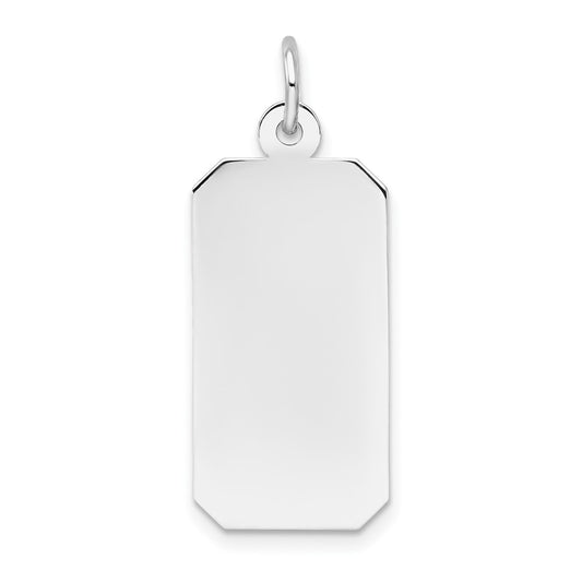 14k White Gold Plain .018 Gauge RectangularEngravable Charm Pendant Jewelry Gifts (Length 1.13" Width 0.47")