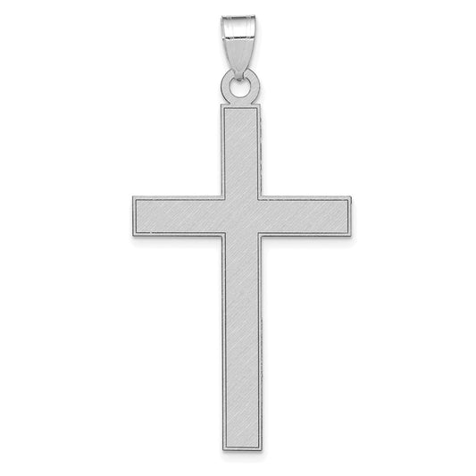 14k White Gold Florentine Satin Crucifix CrossEngravable Charm Pendant Jewelry Gifts (Length 1.87" Width 0.98")