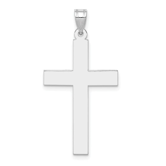 14k White Gold Polished Crucifix CrossEngravable Charm Pendant Jewelry Gifts (Length 1.4" Width 0.74")
