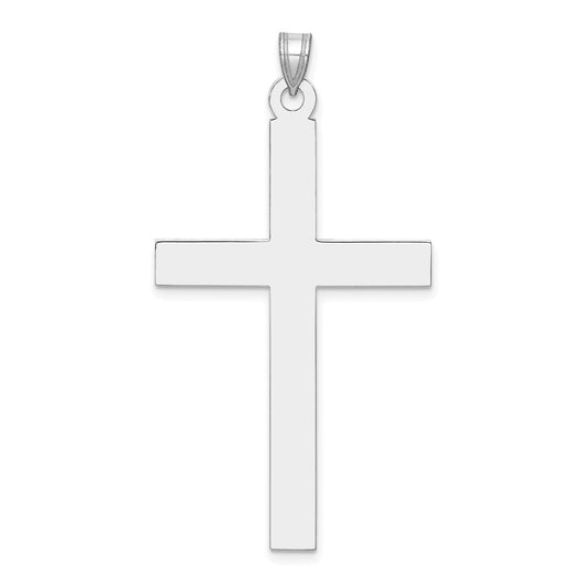 14k White Gold Polished Crucifix CrossEngravable Charm Pendant Jewelry Gifts (Length 1.95" Width 0.98")