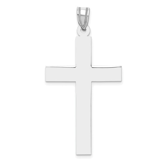14k White Gold Polished Crucifix CrossEngravable Charm Pendant Jewelry Gifts (Length 1.79" Width 0.94")