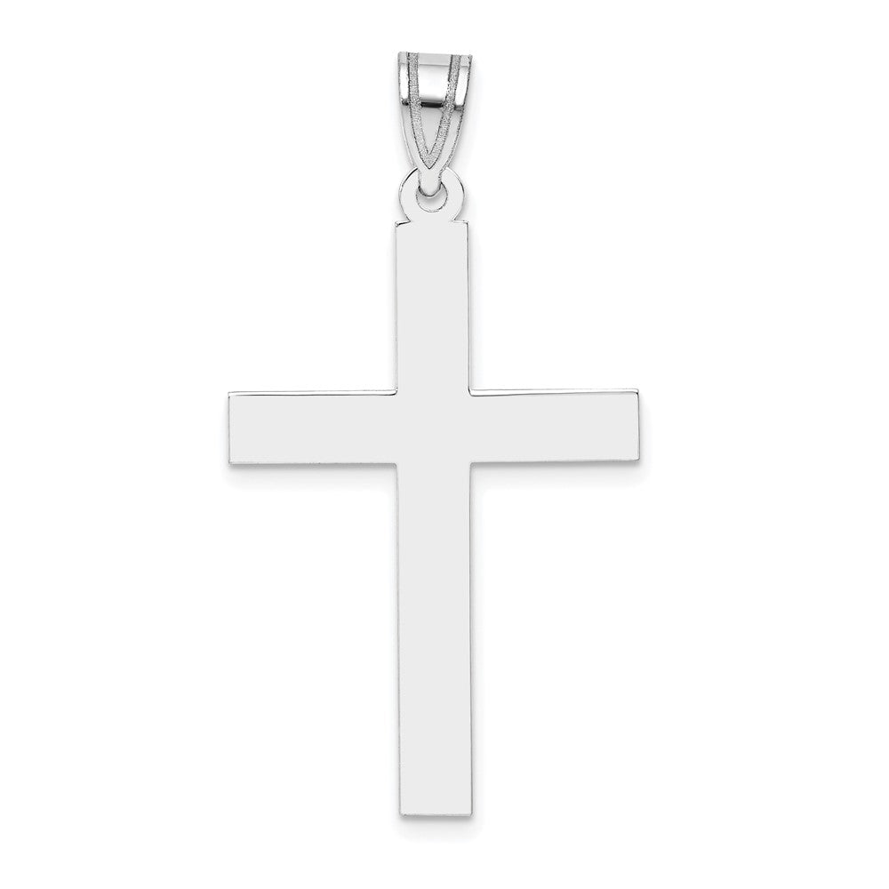 14k White Gold Polished Crucifix CrossEngravable Charm Pendant Jewelry Gifts (Length 1.52" Width 0.82")