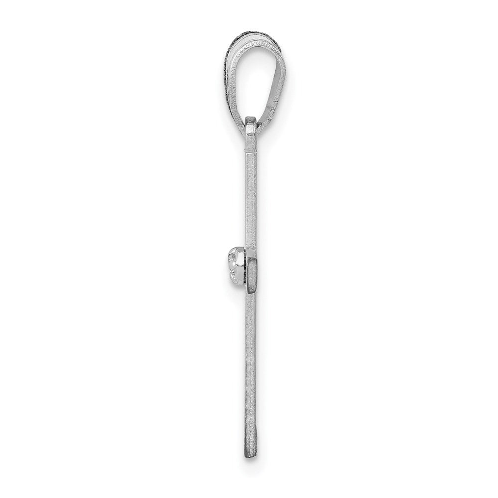 14k White Gold .01ct. Diamond Crucifix CrossEngravable Charm Pendant Jewelry Gifts (Length 0.98" Width 0.45")