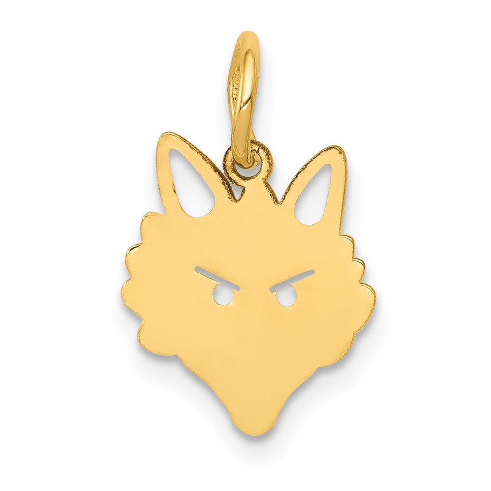 14k Yellow Gold Fox HeadEngravable Charm Pendant Jewelry Gifts (Length 0.74" Width 0.43")