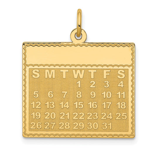 14k Yellow Gold Wednesday the First Day CalendarEngravable Charm Pendant Jewelry Gifts (Length 1.01" Width 0.86")